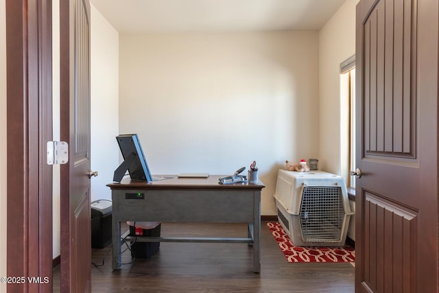 office space with wood finished floors