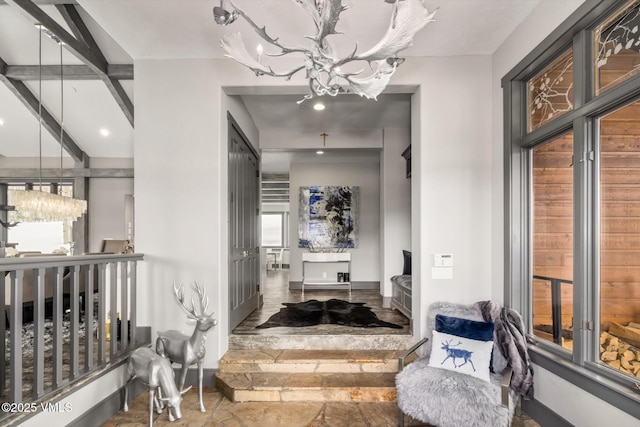 25 W Timber Draw Dr, Edwards, CO 81632 - hallway with a chandelier and recessed lighting