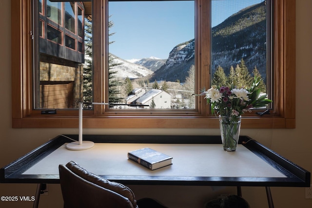 office space with a mountain view