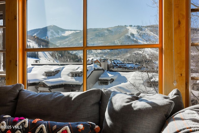 interior space featuring a mountain view