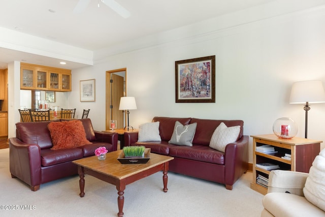 120 Offerson Rd Unit 2320, Beaver Creek, CO 81620 - living room with a ceiling fan and light colored carpet