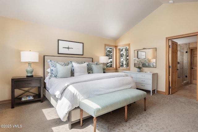 2 Anvil Cir, Edwards, CO 81632 - bedroom featuring light colored carpet and high vaulted ceiling