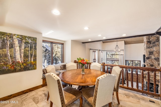 dining room with an inviting chandelier