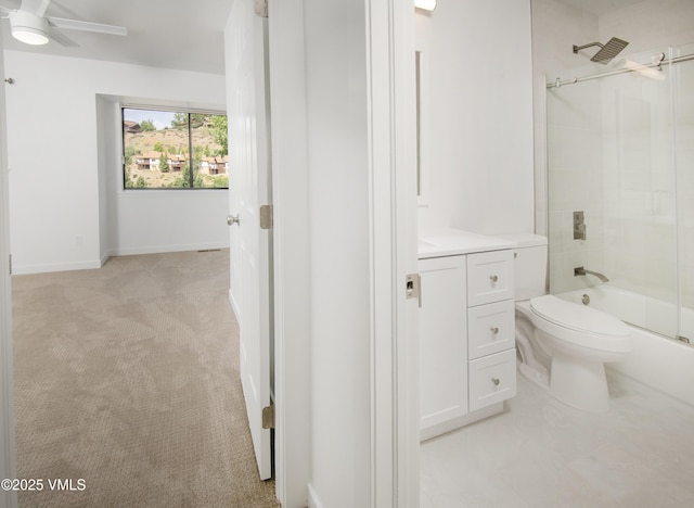 2403 Draw Spur Unit 2, Avon, CO 81620 - bathroom featuring enclosed tub / shower combo, ceiling fan, and vanity