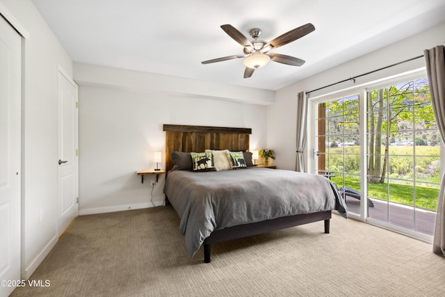 601 Crazy Horse Cir Unit 601, Edwards, CO 81632 - bedroom with access to outside, carpet, and a ceiling fan