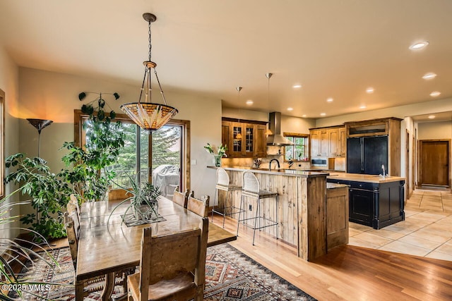 51 Silver Spur, Eagle, CO 81631 - dining area with recessed lighting, a chandelier, and light wood-style flooring