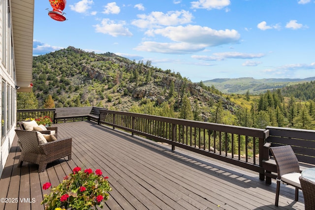 2980 Salt Creek Rd, Eagle, CO 81631 - wooden terrace with a forest view, a mountain view, and grilling area