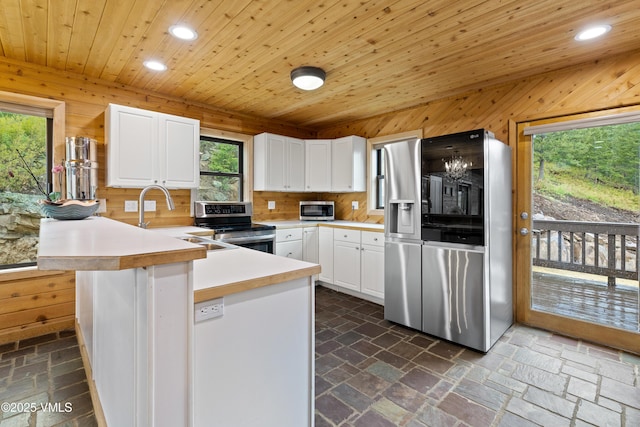 2980 Salt Creek Rd, Eagle, CO 81631 - kitchen featuring stainless steel appliances, a peninsula, recessed lighting, light countertops, and white cabinetry