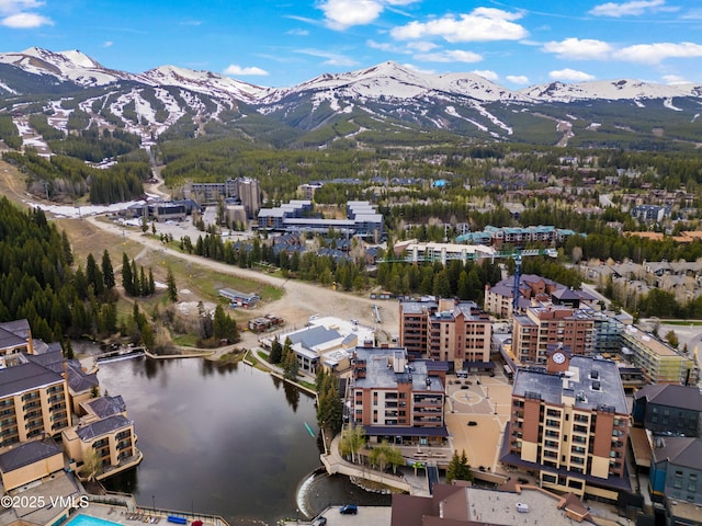 405 Village Rd Unit 101, Breckenridge, CO 80424 - aerial view of property and surrounding area with a water and mountain view
