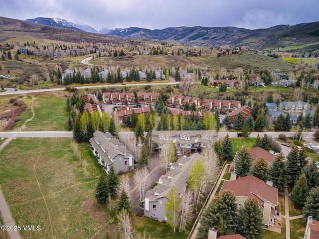 aerial view with a residential view and a mountain view