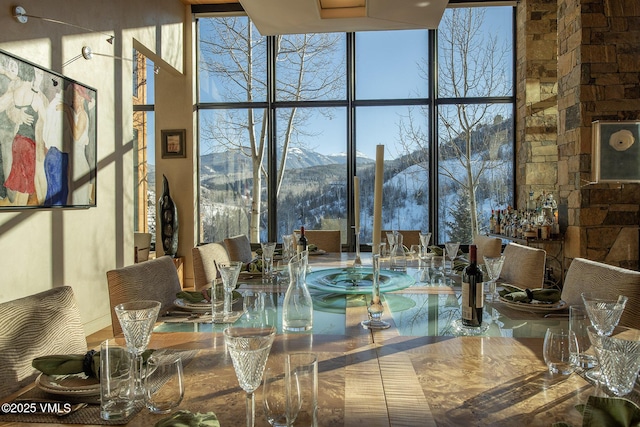 lobby with a mountain view