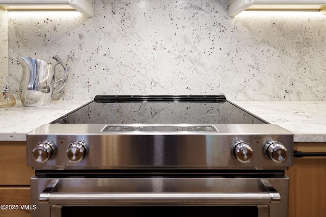 180 Offerson Rd Unit 2, Beaver Creek, CO 81620 - detailed view of stainless steel electric stove and decorative backsplash