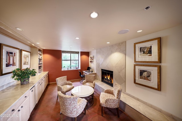 180 Offerson Rd Unit 2, Beaver Creek, CO 81620 - living room with a fireplace and recessed lighting