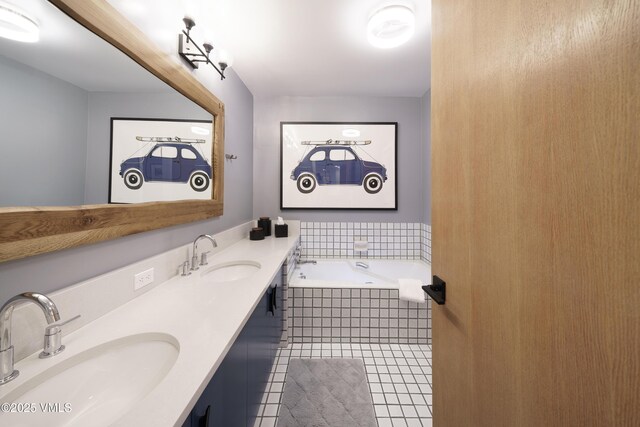 180 Offerson Rd Unit 2, Beaver Creek, CO 81620 - bathroom with double vanity, a bath, and tile patterned floors