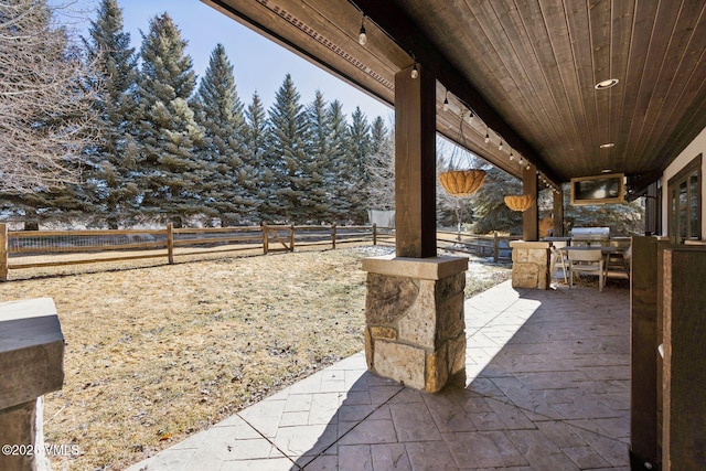 view of patio / terrace featuring outdoor dining space and a fenced backyard