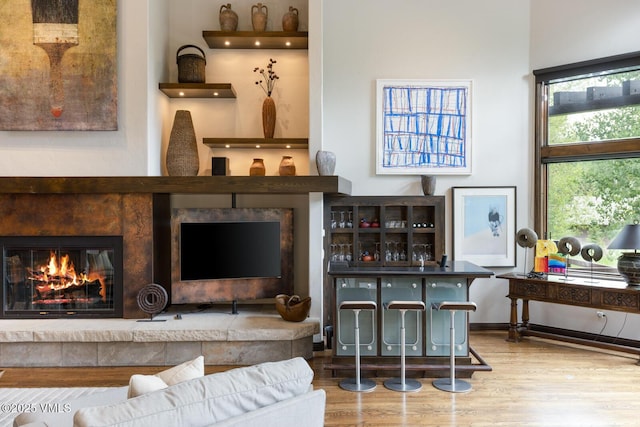 266 Sawatch Dr, Edwards, CO 81632 - living room with wood finished floors and a glass covered fireplace