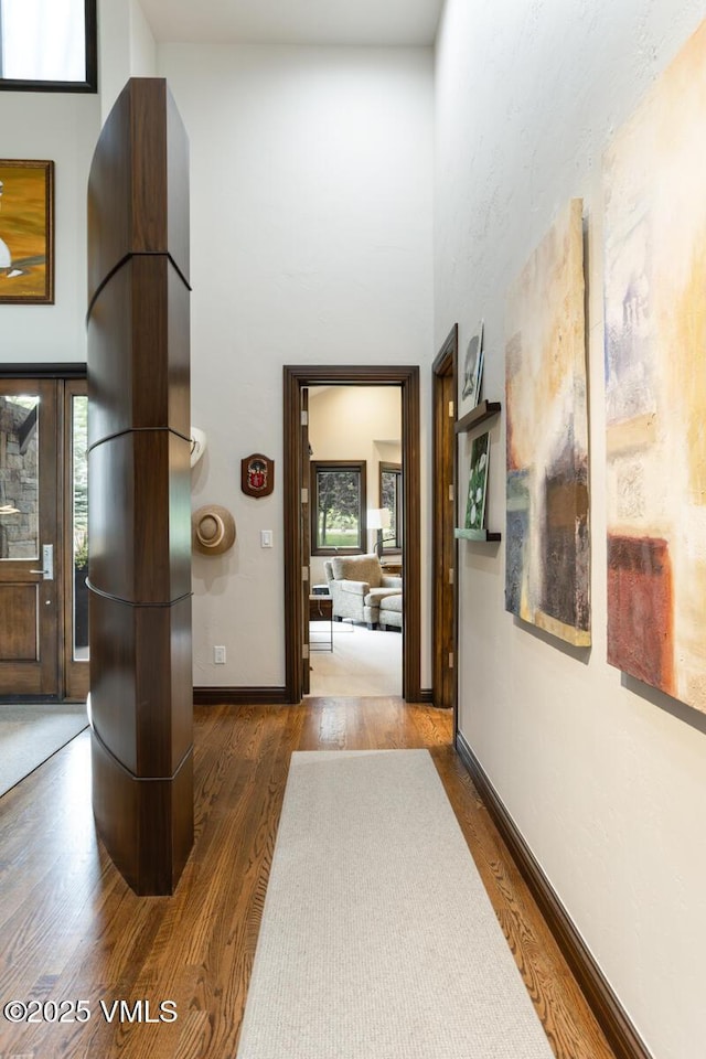 266 Sawatch Dr, Edwards, CO 81632 - hall with wood finished floors and a towering ceiling