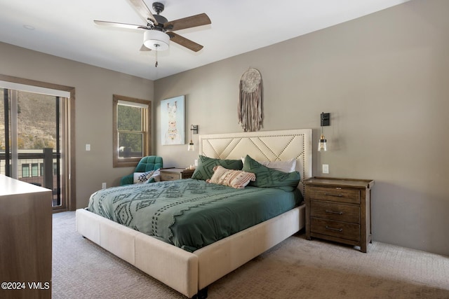 216 Monument St, Red Cliff, CO 81649 - bedroom featuring carpet floors, access to outside, and a ceiling fan