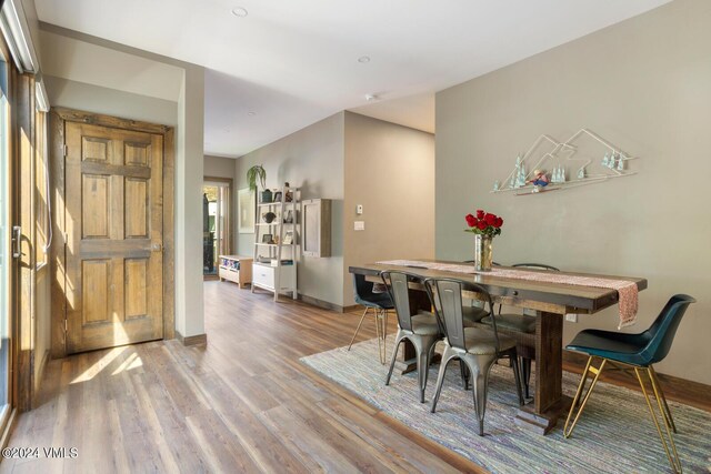 216 Monument St, Red Cliff, CO 81649 - dining space featuring wood finished floors and baseboards