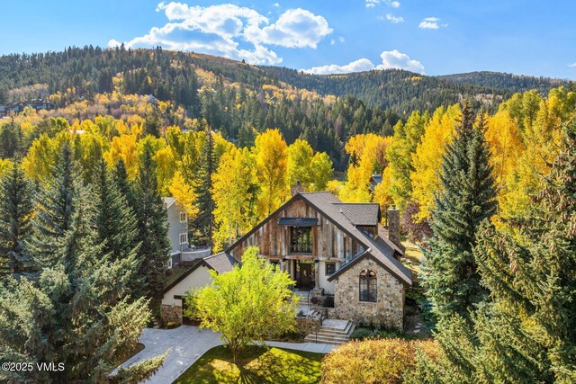 89 Trout Pond Ln, Avon, CO 81620 - view from above of property featuring a forest and a mountain backdrop