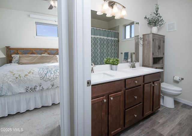 full bath featuring a healthy amount of sunlight, toilet, and a sink