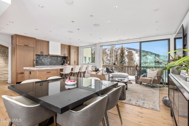 dining area featuring light hardwood / wood-style flooring