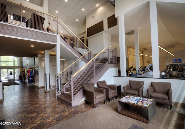 470 Homestead Dr Unit 24, Edwards, CO 81632 - community lobby featuring a high ceiling, stairway, and recessed lighting
