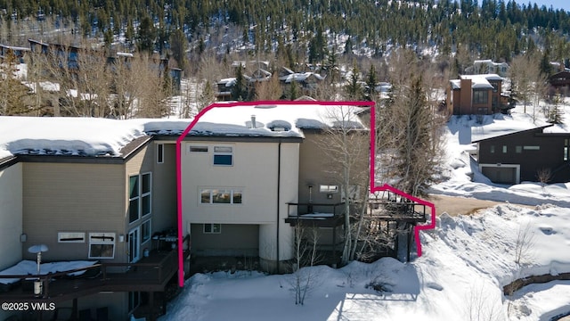 225 Daisy Ln Unit A, Eagle-Vail, CO 81620 - snowy aerial view with property boundaries highlighted