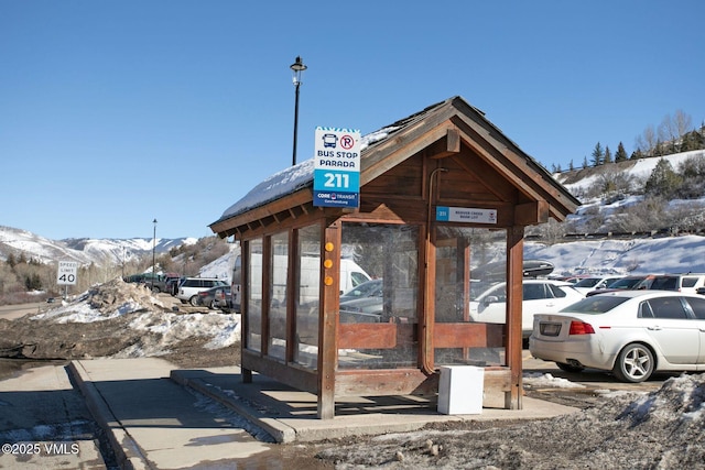 exterior space featuring a mountain view