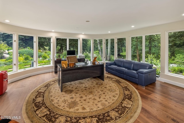 1531 Lake Creek Rd, Edwards, CO 81632 - sunroom featuring healthy amount of natural light, wood-type flooring, and recessed lighting