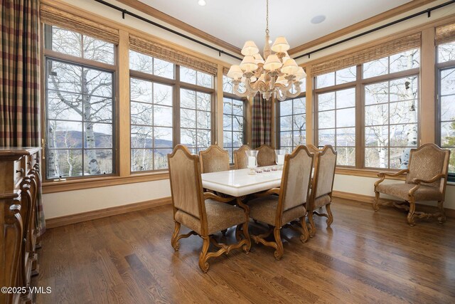 273 Bearden Rd, Edwards, CO 81632 - dining area featuring baseboards, a chandelier, and wood finished floors