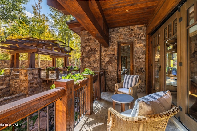 balcony with a pergola