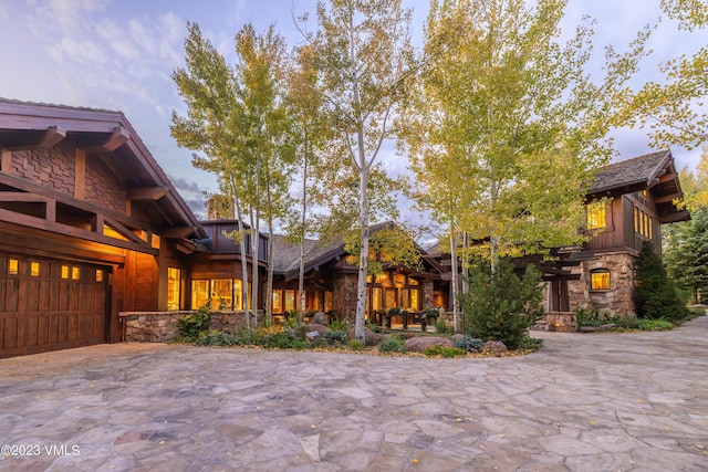 view of front of house with a garage