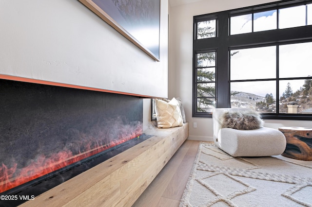 interior space featuring wood finished floors and baseboards