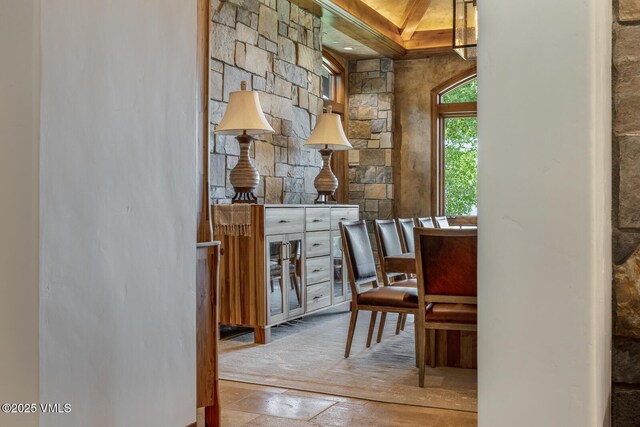 46 Jasmine, Avon, CO 81620 - kitchen featuring premium range hood, a chandelier, healthy amount of natural light, light stone counters, and recessed lighting