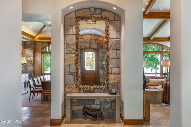 46 Jasmine, Avon, CO 81620 - foyer entrance with beam ceiling and plenty of natural light