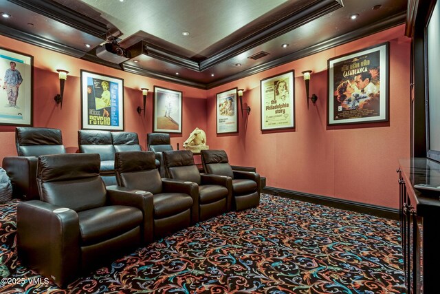 46 Jasmine, Avon, CO 81620 - carpeted cinema room with crown molding and baseboards