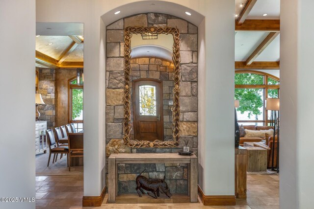 46 Jasmine, Avon, CO 81620 - living area featuring beam ceiling