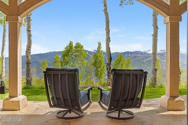 46 Jasmine, Avon, CO 81620 - view of patio / terrace featuring a mountain view