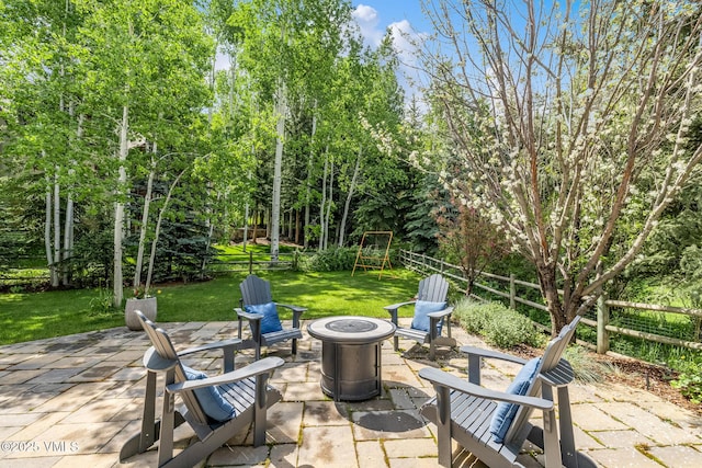 2036 Vermont Rd, Vail, CO 81657 - view of patio with an outdoor fire pit