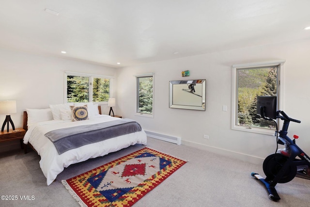 2036 Vermont Rd, Vail, CO 81657 - bedroom with carpet, baseboard heating, recessed lighting, and baseboards