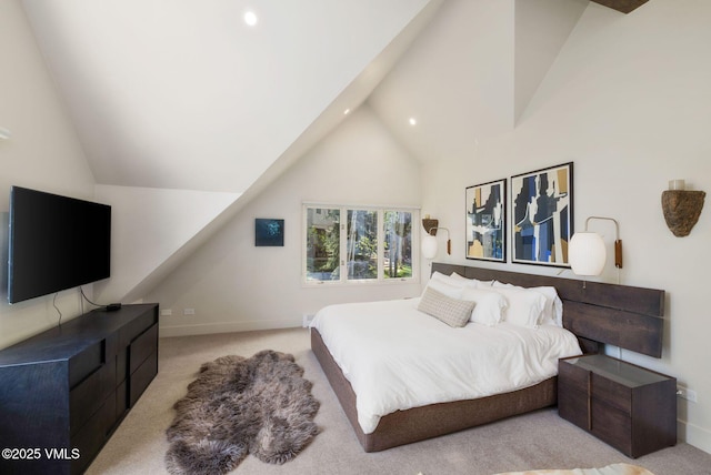 2036 Vermont Rd, Vail, CO 81657 - bedroom with lofted ceiling, carpet flooring, recessed lighting, and baseboards