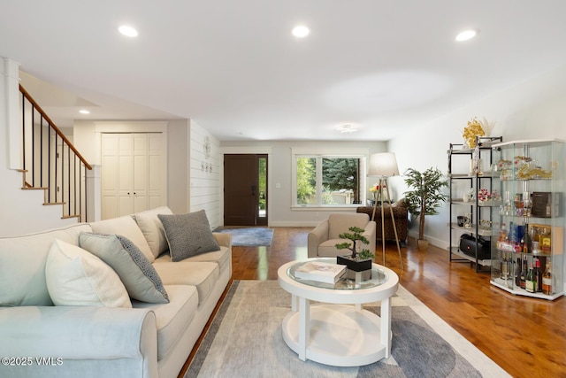 50 Hereford Rd, Edwards, CO 81632 - living room featuring wood finished floors, stairs, and recessed lighting