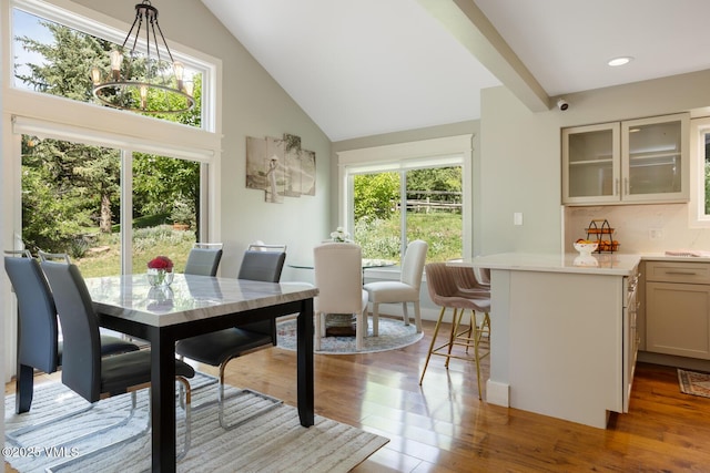 50 Hereford Rd, Edwards, CO 81632 - dining room featuring light wood finished floors, high vaulted ceiling, and recessed lighting