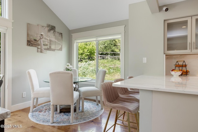 50 Hereford Rd, Edwards, CO 81632 - dining space with lofted ceiling and light wood-type flooring