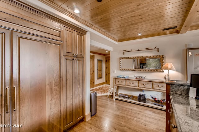 434 S Frontage Rd E Unit 403, Vail, CO 81657 - hallway featuring wooden ceiling, light wood finished floors, and recessed lighting