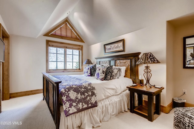 434 S Frontage Rd E Unit 403, Vail, CO 81657 - carpeted bedroom featuring lofted ceiling and baseboards