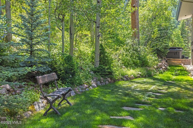 4916 Juniper Ln, Vail, CO 81657 - view of grassy yard featuring a view of trees
