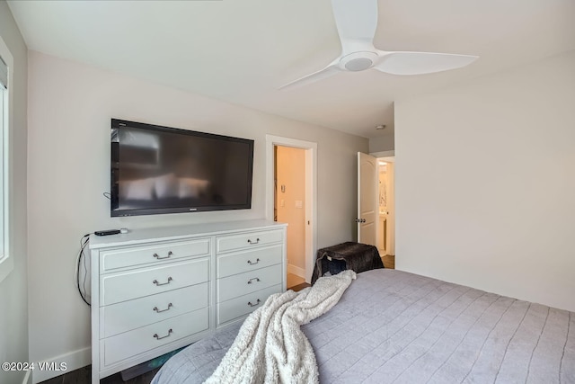 bedroom featuring ceiling fan