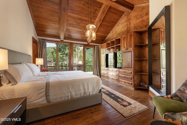 185 Forest Rd Unit A, Vail, CO 81657 - bedroom with wooden ceiling and dark wood-style floors